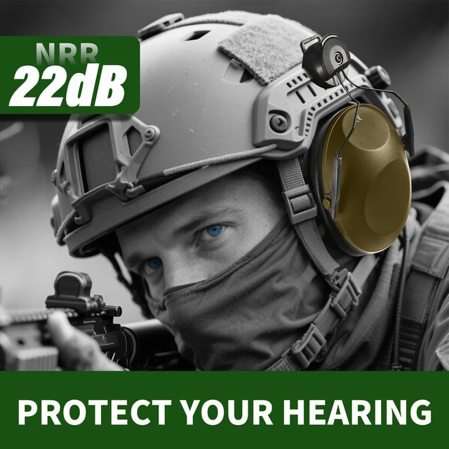 Hunting Ear Protection NRR 22dB Compact Noise Reducing Hearing Protection Slim Shooting Passive Earmuffs Fit for FAST/ACH/MICH 4