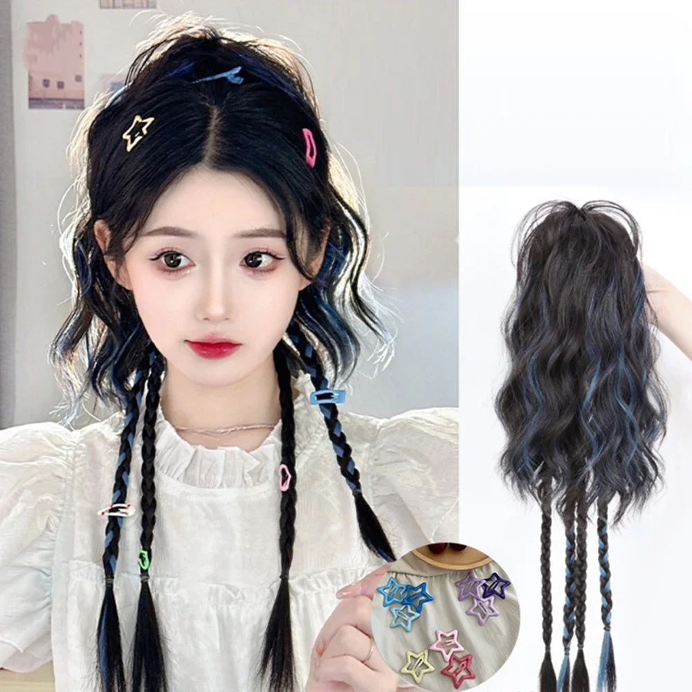

Fashionable Energetic Girl Ponytail Wig Braid Dopamine Grabbing Clip Waterfall Curly Hair High Ponytail New