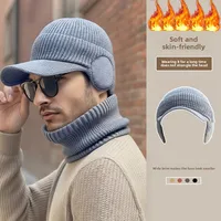 Men's Knitted Duckbill Hat: Winter Warm Fleece Lined, Black, Large Head Circumference