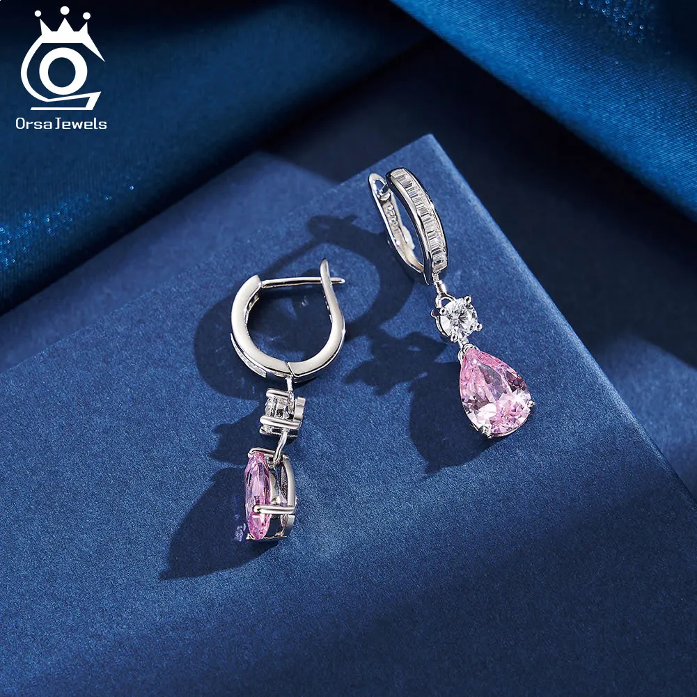 SANTUZZA Orecchini pendenti in argento Argento sterling 925 per le donne Gioielli di moda con zirconi bianchi in pietra magica colorata  36