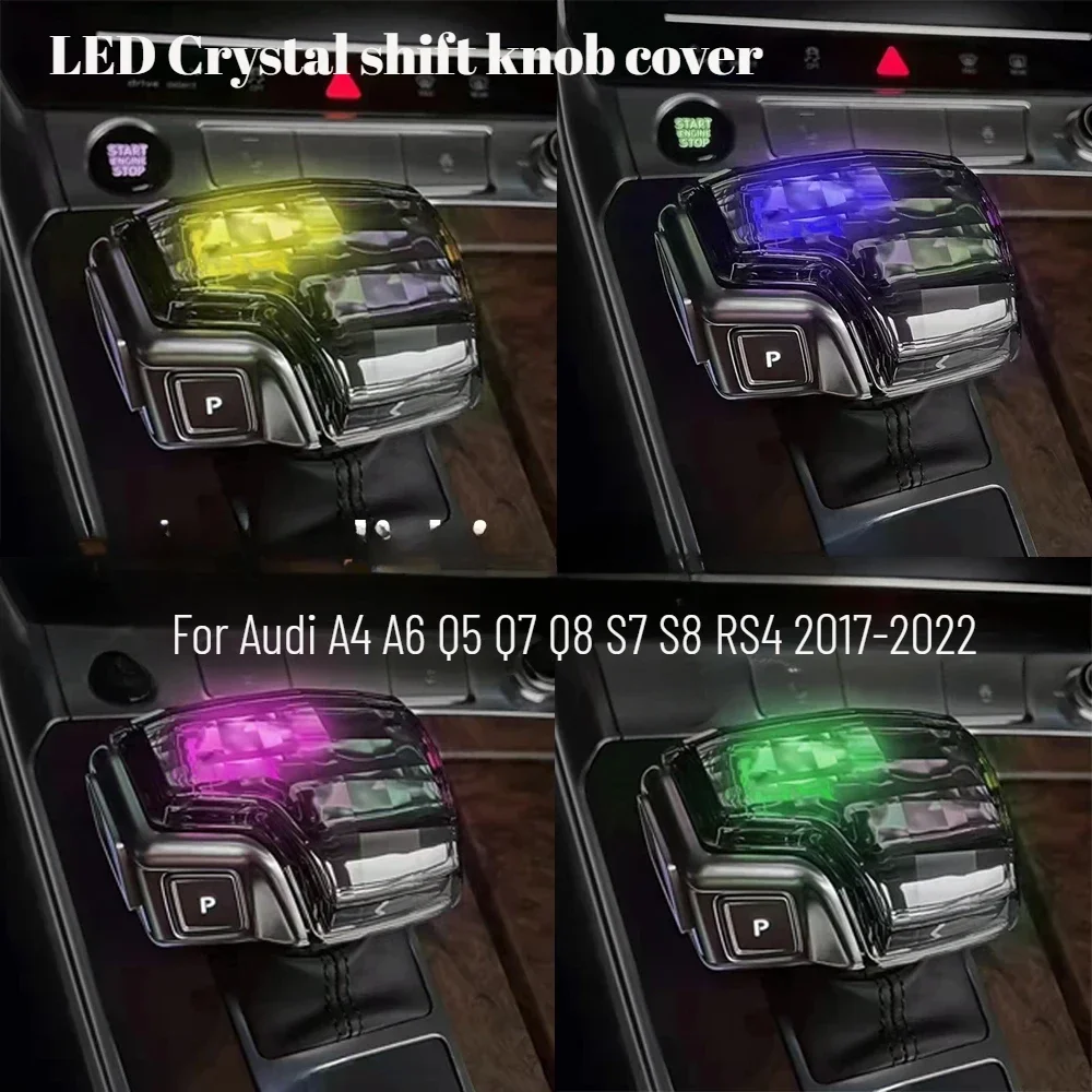 LEDCrystalShiftKnobcoverLuminousgearstickcapforAudiA4B9A6