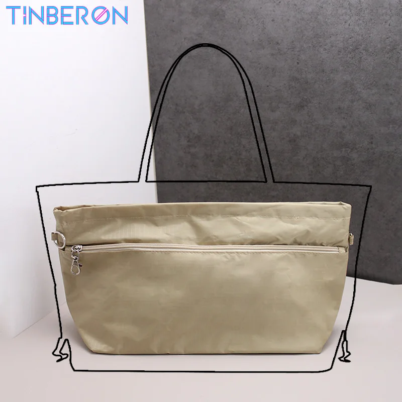 TINBERON Nylon Organizer Bags For Women Luxury Handbag Liner Large Capacity Makeup Bag Insert Organizer Storage TOTE Bag Inner