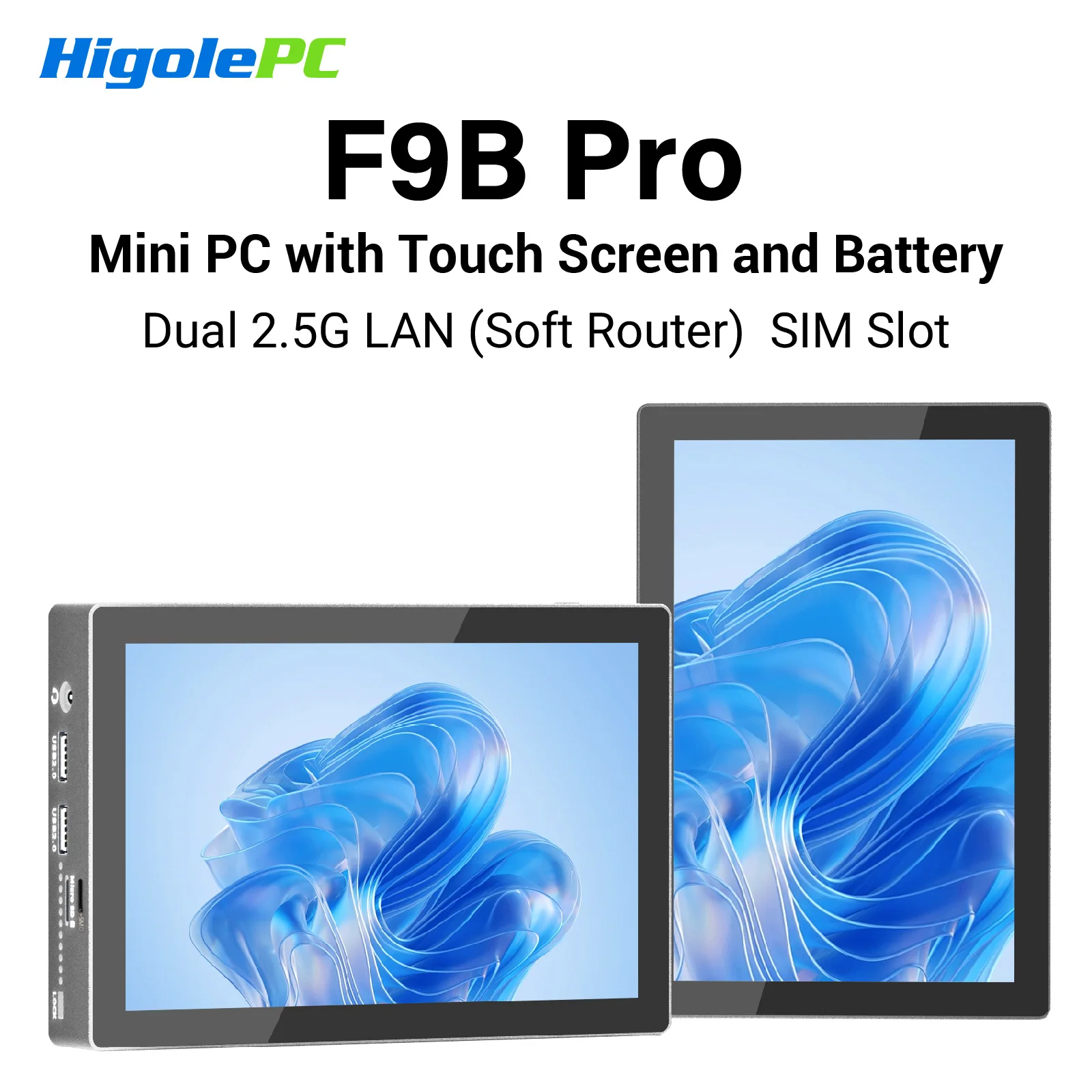 Higole F9B Pro 7'' Mini PC Intel N95 Windows 11 WiFi5 16G 512G