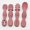 4pcs silicone baby food spoon, training spoon for babies over 6 months old, easy-to-grip tableware, Christmas gift 6