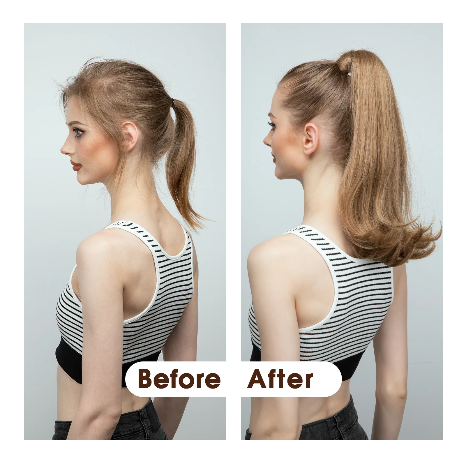 Synthetic Ponytail Extensions Hairpieces Fake Clip in Pony Tail Hair Extension Wrap Around Natural Curly Blonde Hair Piece