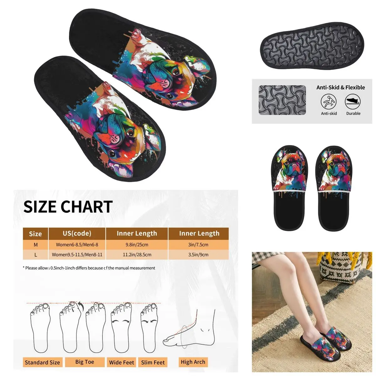 

Non brand,pattern Cute Pets Bulldog Men Women Furry Indoor slippers,fashion special Anti-skid Slippers