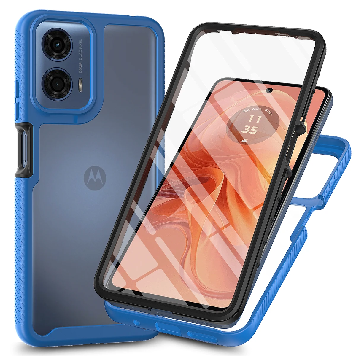 Shockproof Clear Case with Built-in Screen Protector - Full Body Rugged Defender Cover