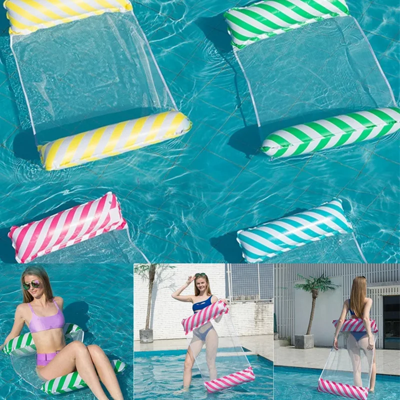 Foldable Floating Water Hammock Float Lounger Inflatable Pool Mat Floating Bed Chair Swimming Air Mattress Pool Accessories inflatable water mat