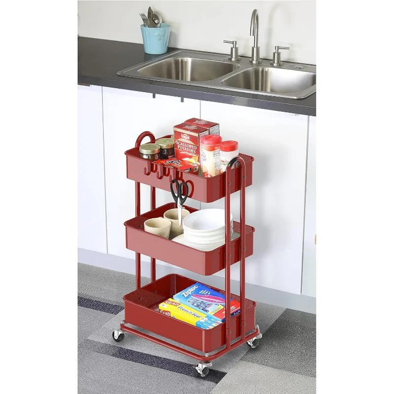 Heavy Duty 3-Tier Metal Utility Rolling Cart 5