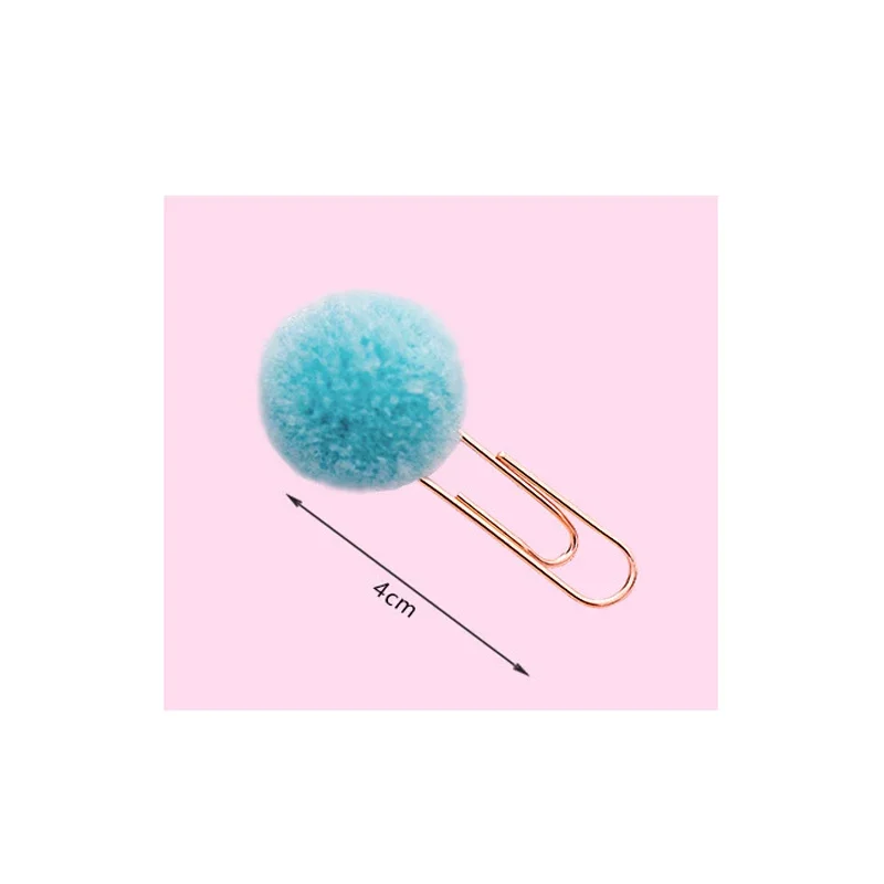 Kawaii Small Fresh Colored Hair Ball Paper Clip Decorative Candy Color Creative Bookmark Paper Clip 12Pcs/lot