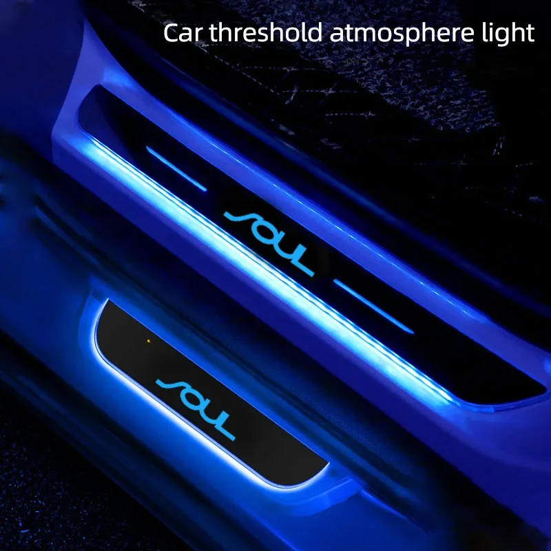 Alimentazione Usb Dinamica Per Kia Soul Logo Niro Car Welcome Door Illuminato Davanzale Luci Led Pathway Scuff Pate Pedal Lamp Accessori