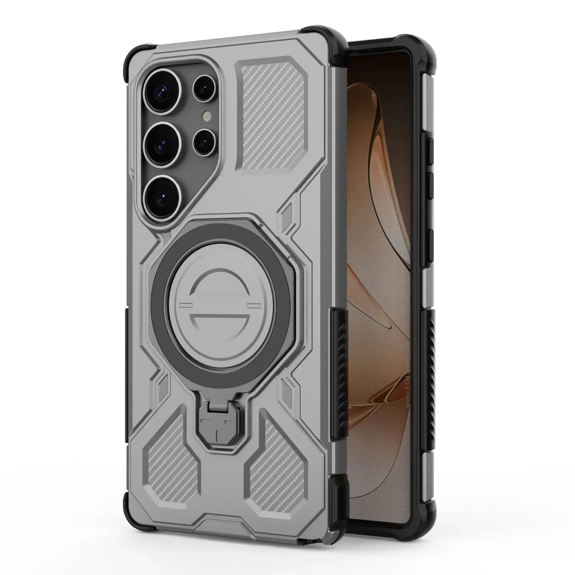 Invisible Stand Phone Case with 360° Rotatable Magnetic Ring Holder - Shockproof PC+TPU Cover