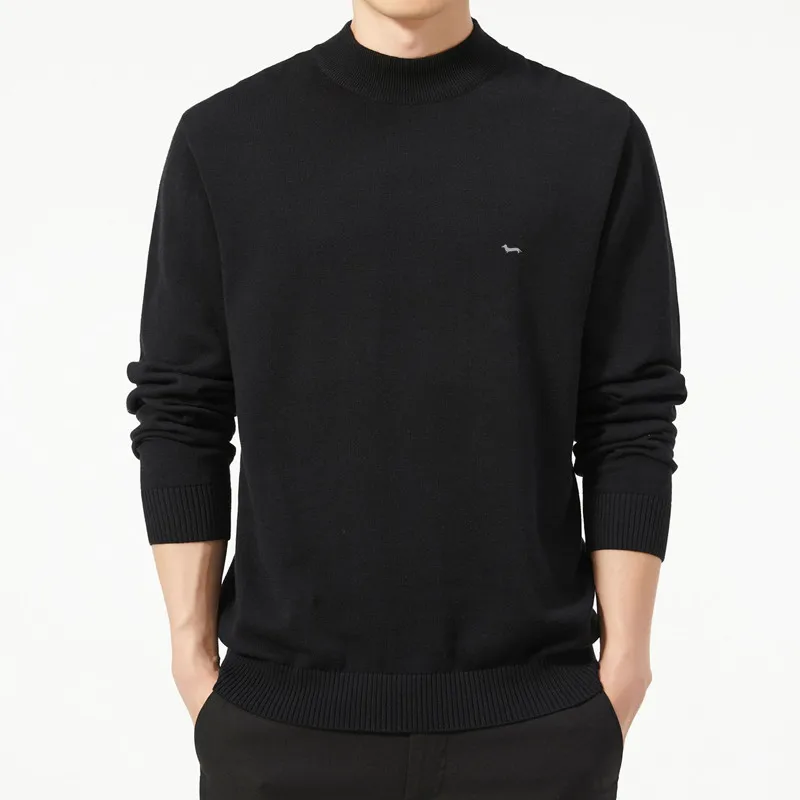 New Brand Casual Fashion Winter Men Polos Sweater Pullovers Harmont Cotton Striped Slim Fit Blaine Mock Neck Sweaters Men Warm 3