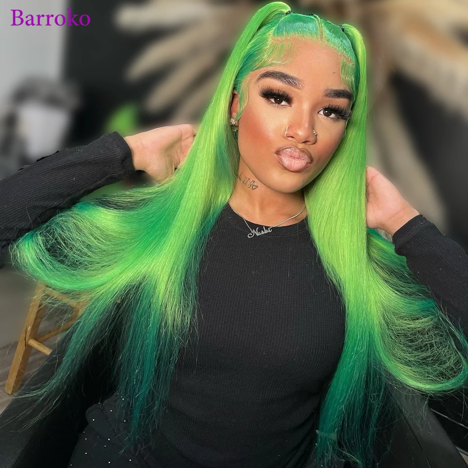 

Barroko Light Green Bone Straight Human Hair Wigs 613 Colored 13x6 Transparent Lace Front Wigs Human Hair Pre Plucked For Women
