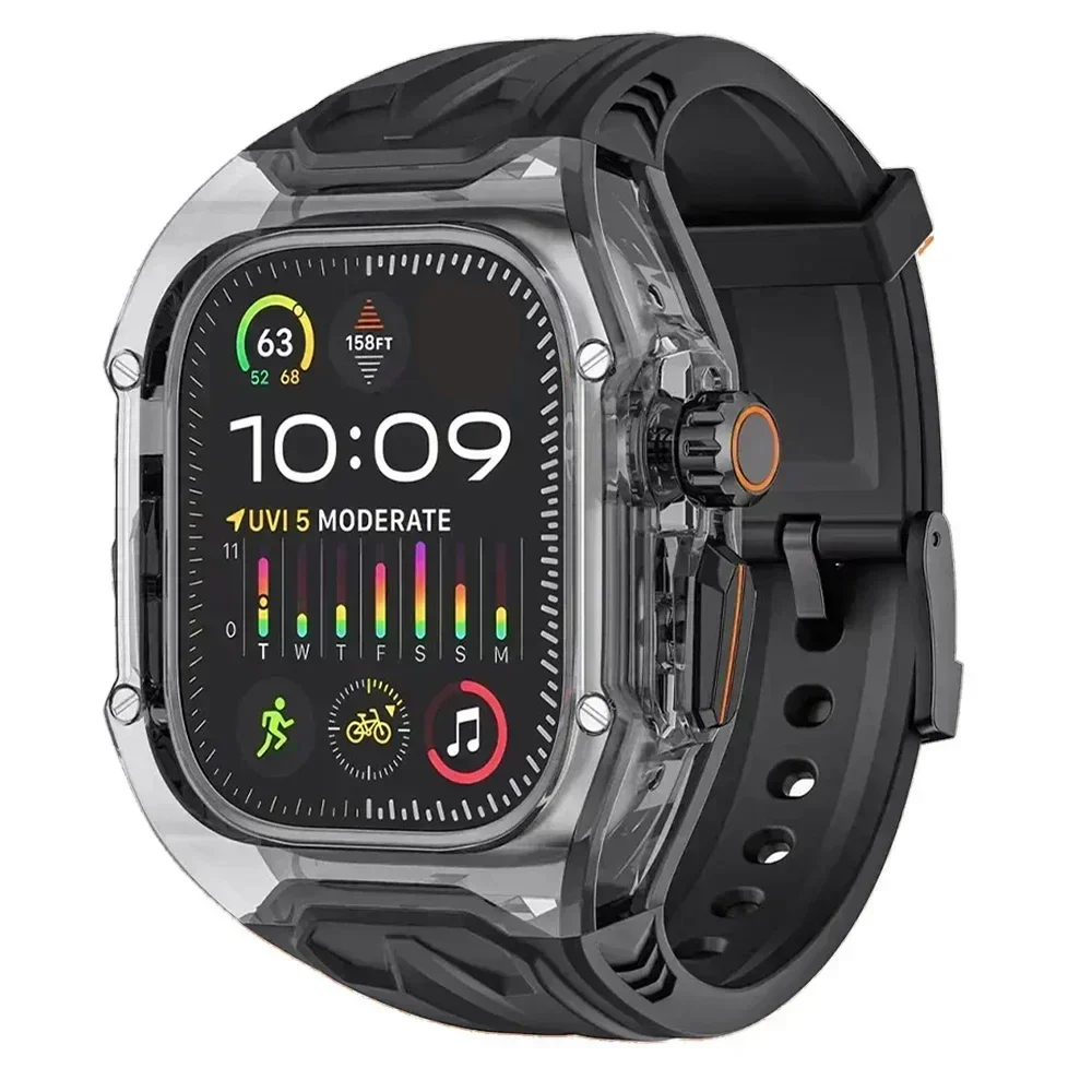 Şeffaf Modifikasyon Kiti Apple Watch 9 8 7 45mm 41mm Kayış Kılıfı IWatch Serisi 44 40mm 6 5 4 SE Lastik Bant Tamir Mod