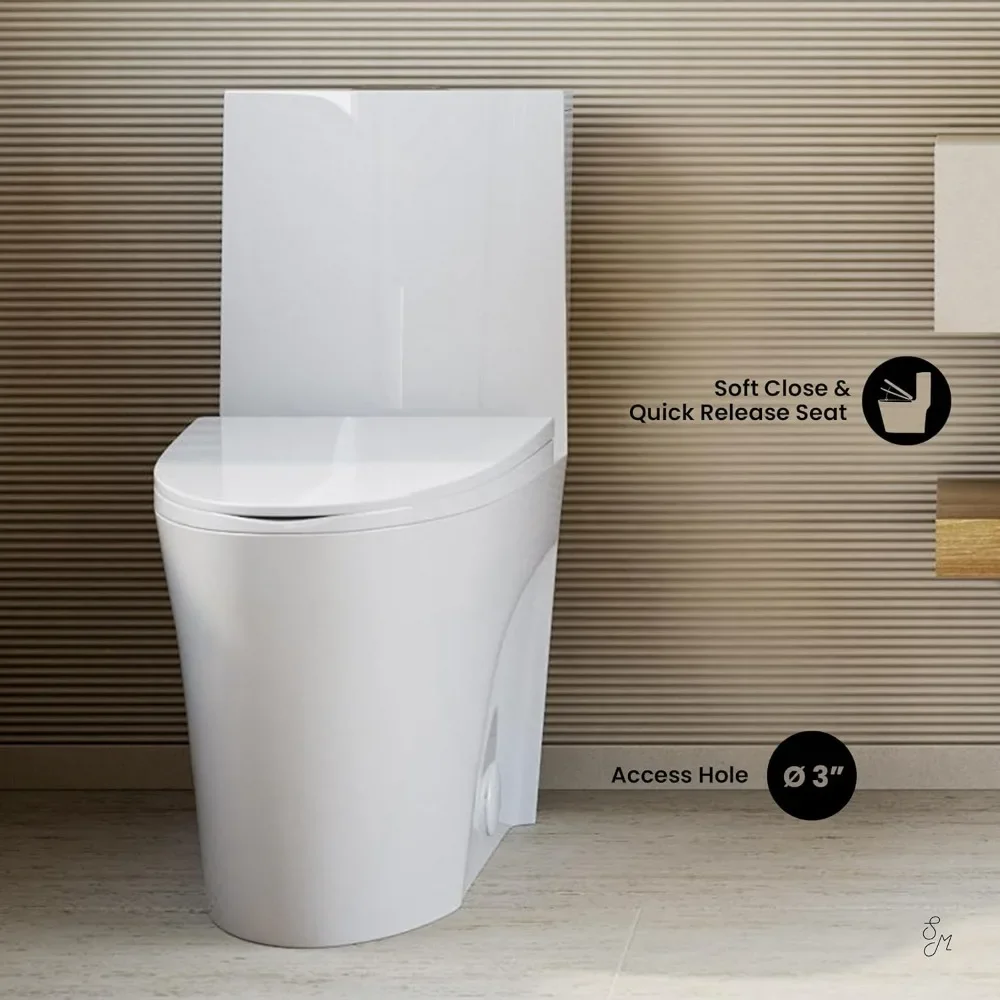 NEW-SM-1T254 St. Tropez One Piece Toilet Dual Tornado Flush 0.8/1.28 GPF with Soft Closing Seat, Comfort Height