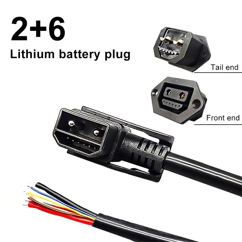 Potência Lithium Battery Connector Cabo Macho e Fêmea Plug Socket Adaptador de Carregamento Fio com 6pin Signal Line Plus Alta