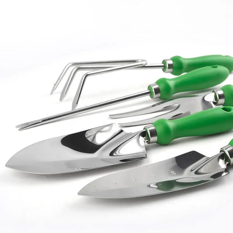 Gardening Tool Set Anti Slip Stainless Steel Rake Shovel 5pcs Succulent Tools With Ergonomic Handle Heavy Duty Multifunctional 5