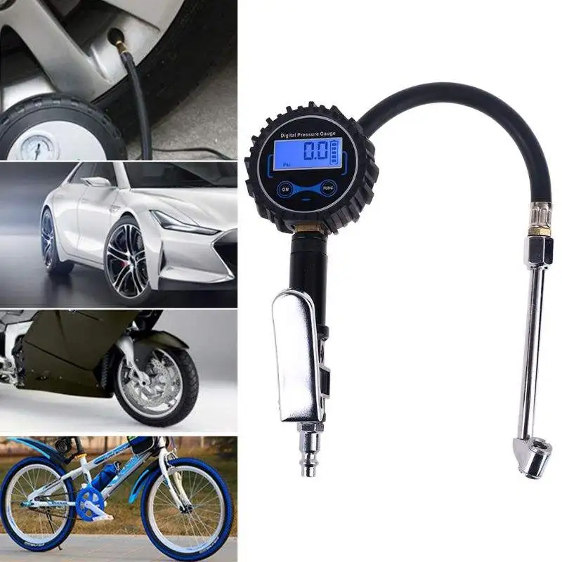 

Car Truck Tire Inflator with LCD Digital Display Tire Pressure Gauge 200 PSI Air Chuck & Hose Pistol Type Car Pressure Gauge