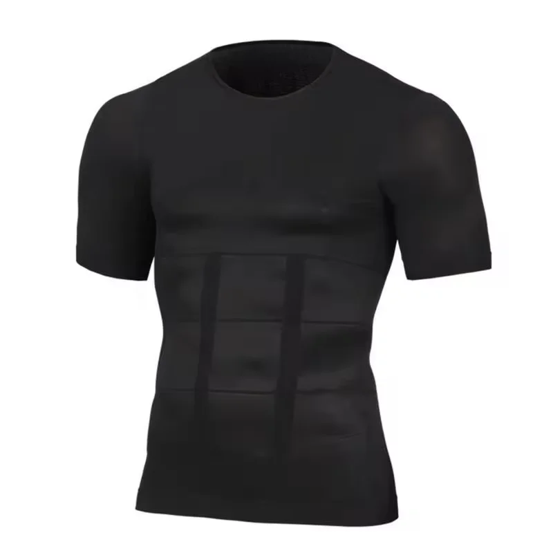 Slimming Vest Men's Slimming Shaper Posture Vest Men's Compression T-Shirt Body Building Fat Burn Chest Tummy Shirt Slim Dry Quick Under Shirt
