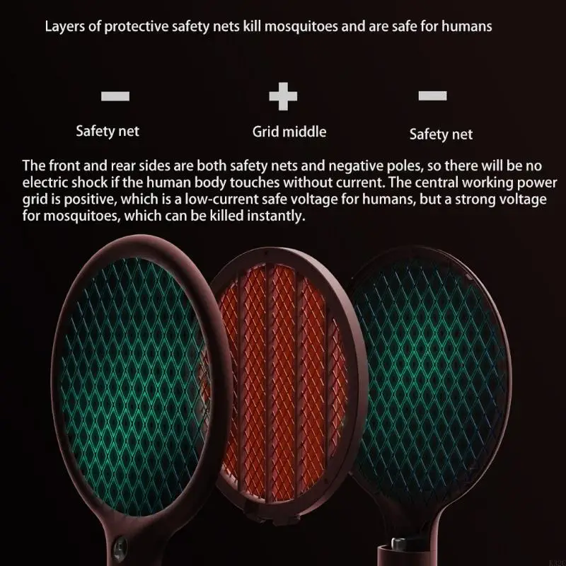 【Fast and Free Delivery】 K32C 2600V Zapper Racket Electric & Lamp Rechargeable Insect Trap with LED Attractant 3 Mesh.