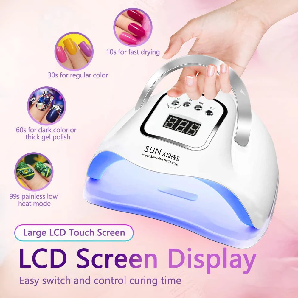 LED Powerful UV Nail Lamp With Large LCD Touch Screen Smart Sensor 4 Timer  Setting