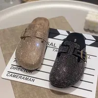 Mules à bout fermé en strass étincelants d'inspiration française, chaussures décontractées polyvalentes pour femmes, pour le printemps et l'automne 6