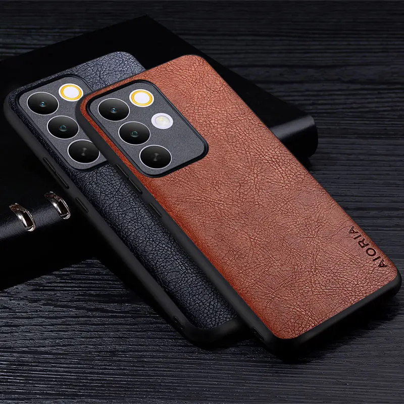 Luxury Leather Retro Litchi Pattern Back Cover