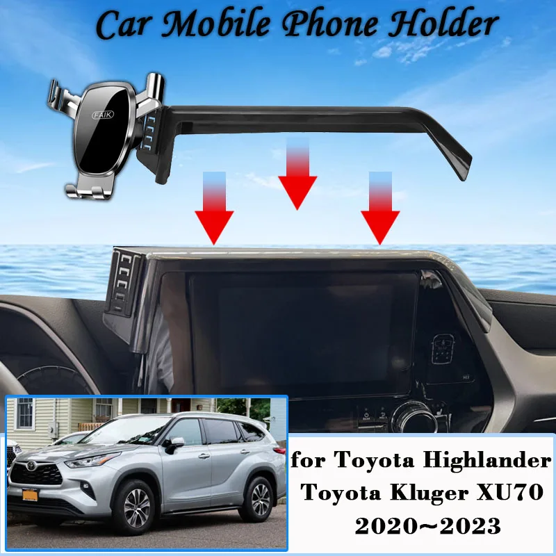 

Car Mobile Phone Holder For Toyota Highlander Kluger XU70 8" Screen 2020~2023 GPS Bracket Air Vent Gravity Stand Accessories