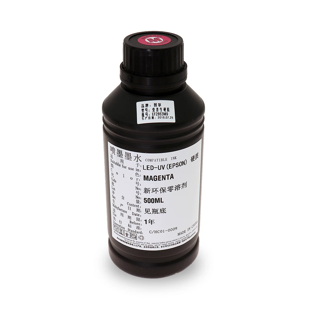 500ML LED UV Ink For DX4 DX5 DX6 DX7 DX10 TX800 XP600 Printhead For Epson 1390 L800 L1800 L805 R1800 R1900 UV Modified Printer