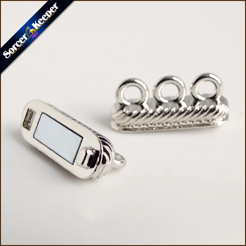 Schmuckherstellung Zubehör 5 Stück Gestreiftes Muster Geschnitzte 3-reihige Armband-Magnetverschlüsse 16 * 19 mm CSA53 – Detail 4
