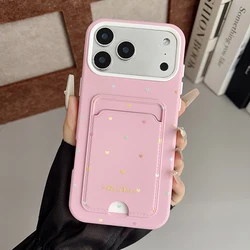 Stylish Portable Wallet Phone Case with Card Slots and Love Heart Design - iPhone 12 Pro Max (Pink)