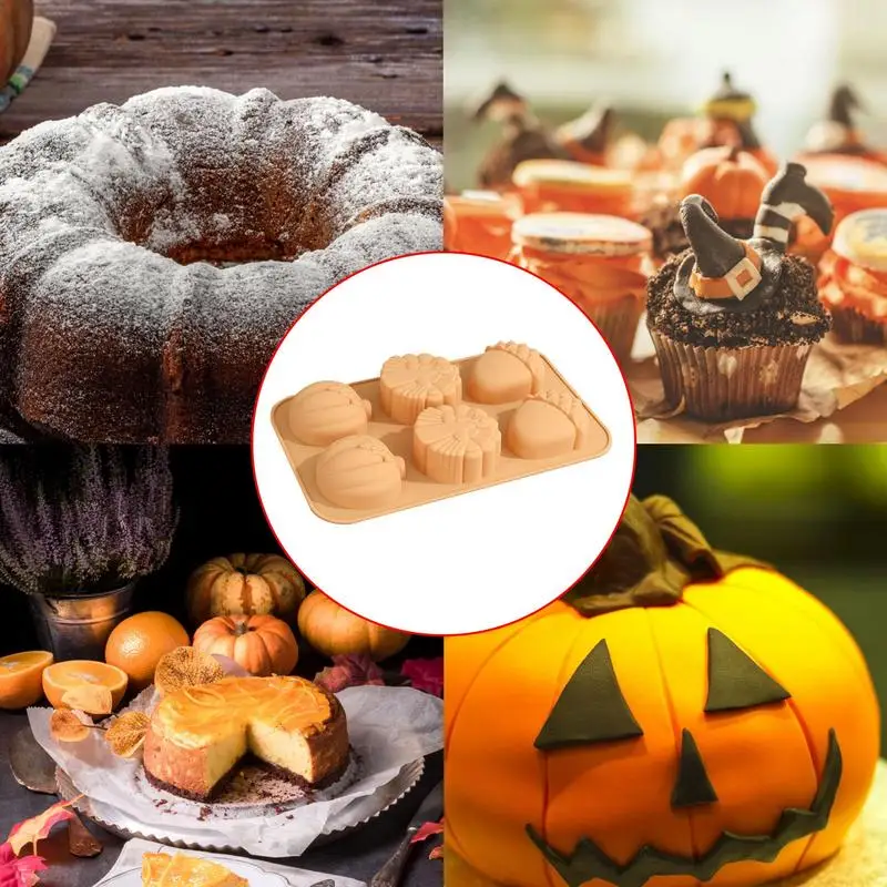 Pumpkin Silicone Mold For Soapss 6 Cavity Autumn Silicone Molds For Baking Harvest Theme Chocolate Fondant Mold Candy Molds