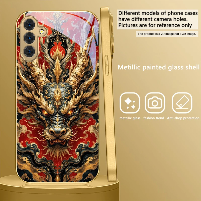 Majestic Golden Eastern Dragon Glass Phone Case