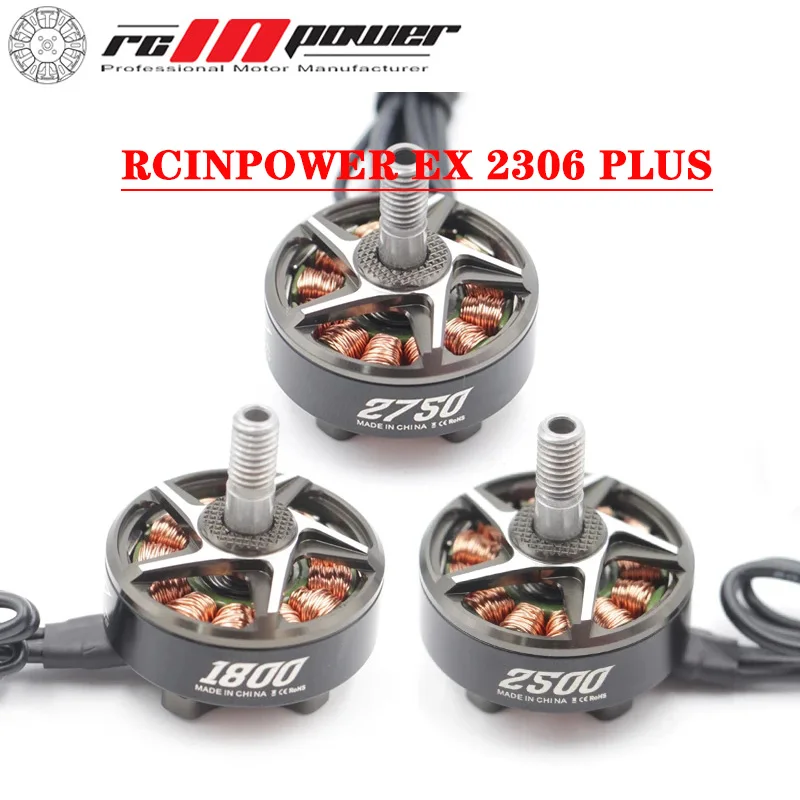 

4PCS RCINPower EX 2306 PLUS 1800KV 2500KV 2750KV Brushless Motor 3~6S Lipo 3mm Shaft Suitable for 5 inch
