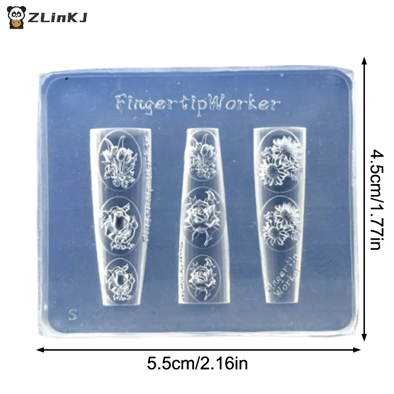 ▶ 1Pcs 꽃 장미 튤립 네일 실리콘 릴리프 네일 아트 몰드 네일 살롱 매니큐어 도구 DIY 네일 장식