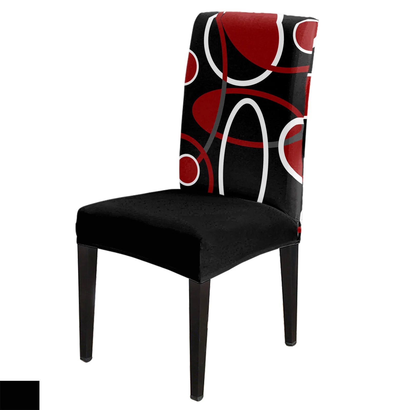 

Red Black Geometric Abstract Lines Chair Cover for Kitchen Seat Dining Chair Covers Stretch Slipcovers for Banquet Hotel Home
