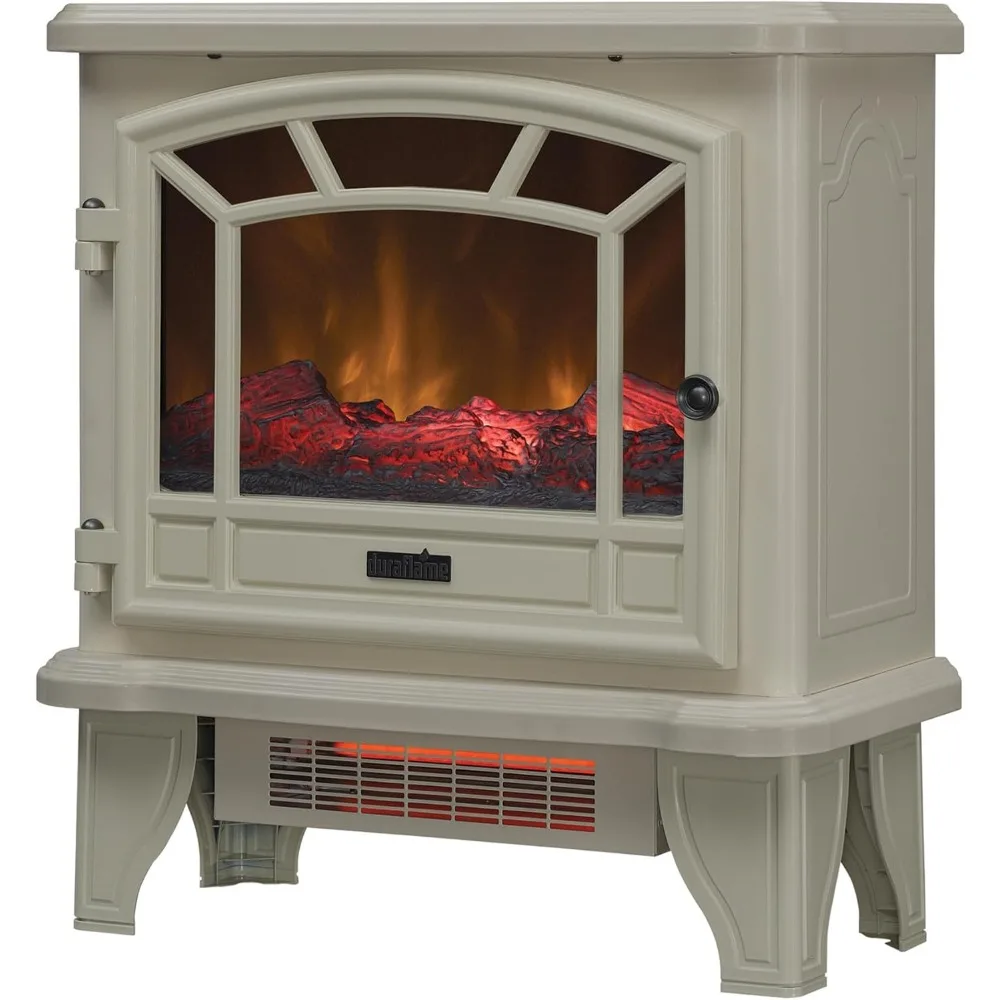 Electric Fireplace Stove 1500 Watt Infrared Heater with Flickering Flame Effects-Cream electric fireplace fireplaces