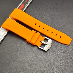 Premium Blue/White 22mm Waterproof Rubber Watch Strap with Stainless Steel Buckle - Gold buckle (NO.3 orange)