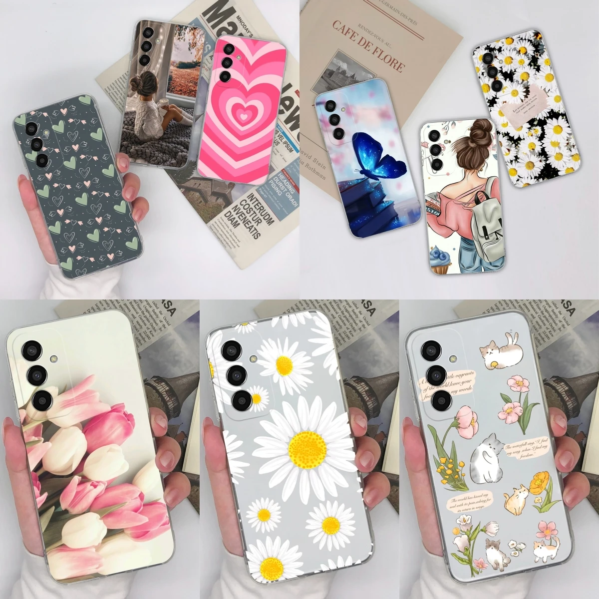 Per Samsung F12 F13 Custodie Bellissimo Fiore Protettivo Antiscivolo Trasparente Durevole Per Samsung Galaxy F 12 F 13 Cover Morbida Per Telefono