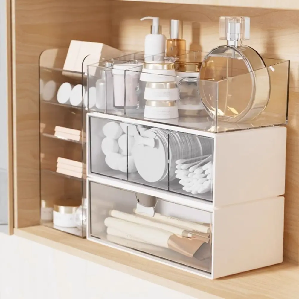 

Plastic Mirror Cabinet Storage Box Dustproof Drawer For Action Figuries Jewelry Makeup High Capacity Stackable Home Organizer