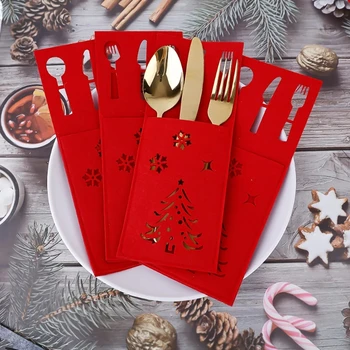 Red Christmas Cutlery Bags 1