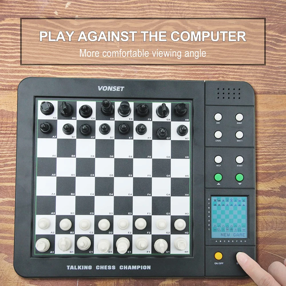 Iniciantes xadrez computador jogo de tabuleiro de xadrez eletrônico com  placa de xadrez e cartas de aprendizagem, para as crianças aprenderem um  jogo - AliExpress