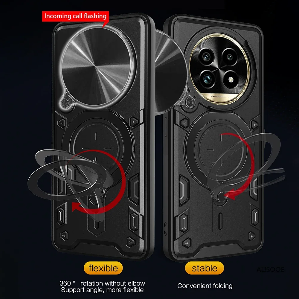 Durable Shockproof Armor Case with Slide Camera Cover and Ring Stand
