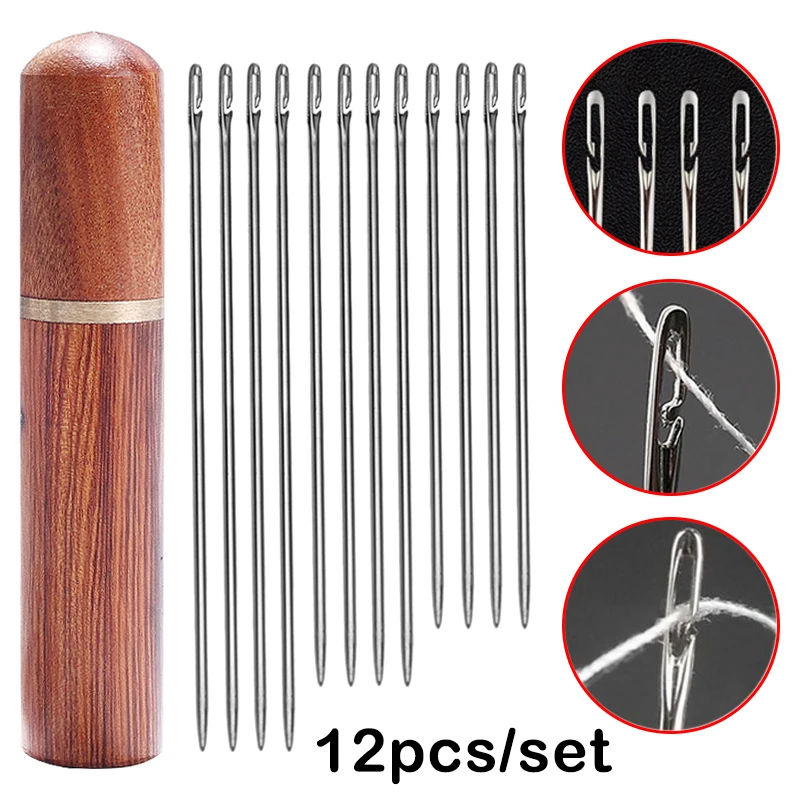 12PcssetStainlessSteelSewingNeedlesElderlyNeedlesideHole