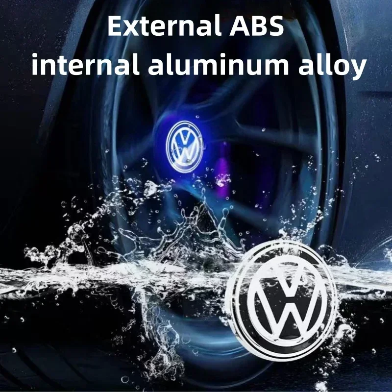 엠블럼 자동차 스티커 VW 4개 허브 LED 라이트 캡 자동차 플로팅 조명 휠 센터 커버 캡 폭스바겐 골프4/6/7 투아라용
