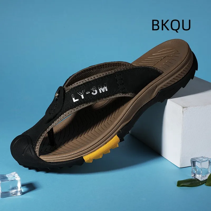 

Flip Flops for Men Casual Wear-Resistant Non-slip Breathable Trendy All-match Water Proof Platform Round Toe Shoes Summer Main