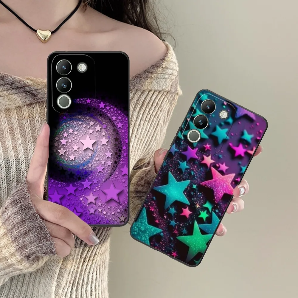 Colorful Stars Mobile Cell Phone Case For Vivo Y95 Y93 Y31 Y20 V19 V17 V15 Pro X60 Nex Black Soft Phone Cover Funda