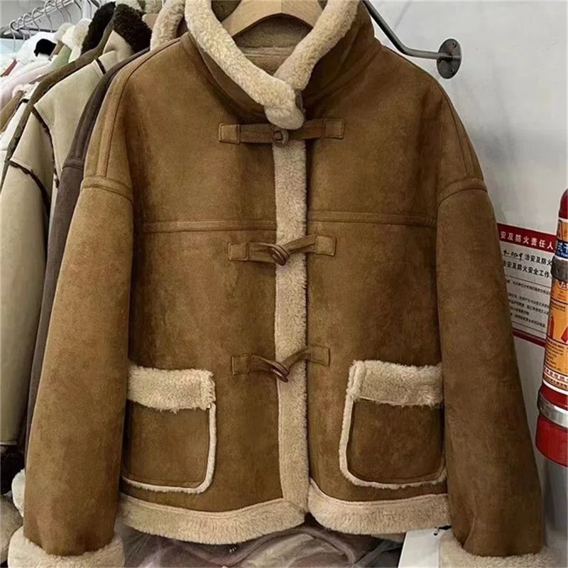 Lamb Fur Jacket fur Integrated Jacket For Women's 2024 Winter Coat New Thicken Suede Motorcycle Plush Jacket Trendy High Quality