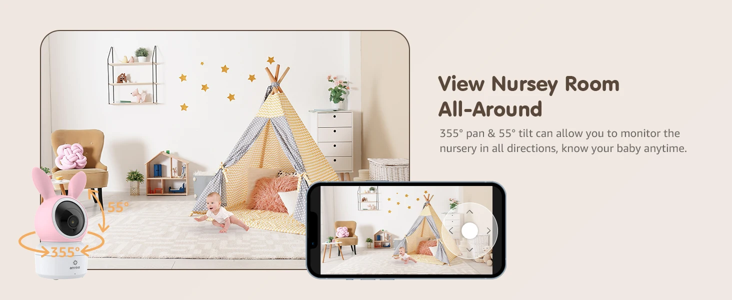 5,5 Zoll Video Baby Monitor mit Kamera PTZ Zoom Babyphone Cam Sicherheit Schutz Überwachungskameras Temperatursensor – Detail 3
